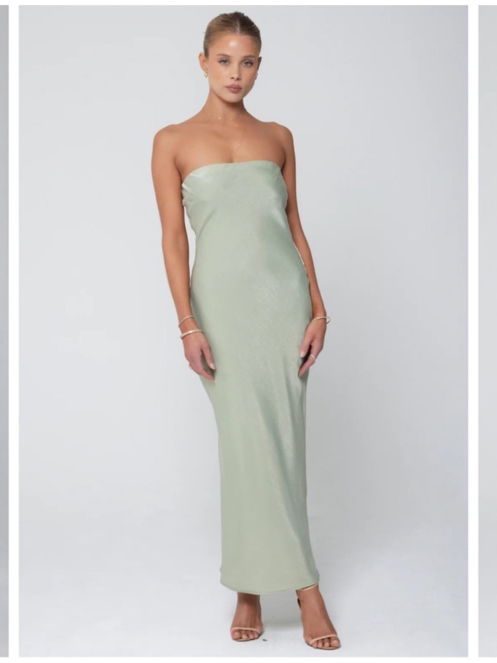 RESA Anna Strapless Sage Green Slip Dress